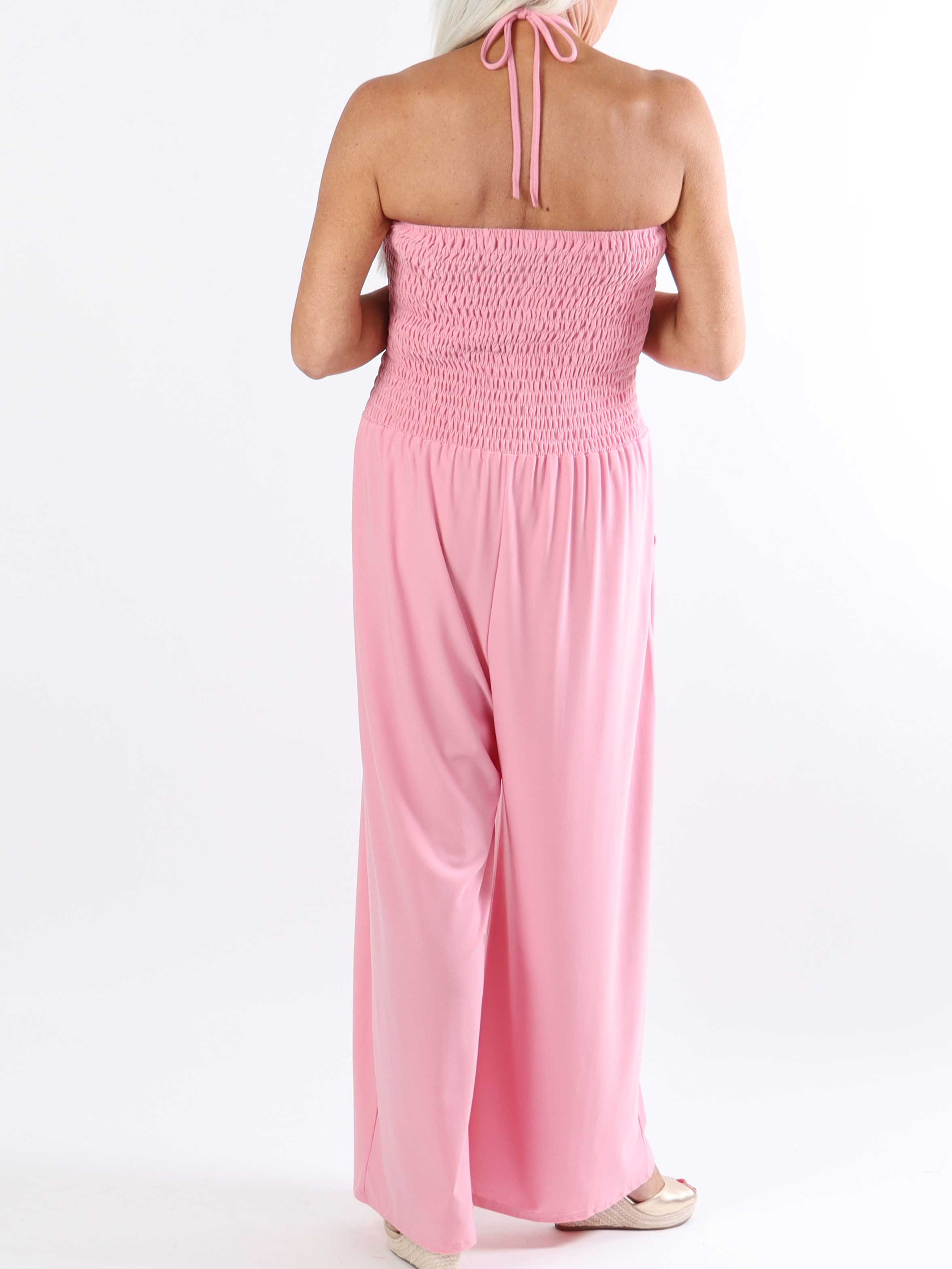 Pams Plain Tube Jumpsuit - Elastisk plus size buksedragt med smock ved brystet